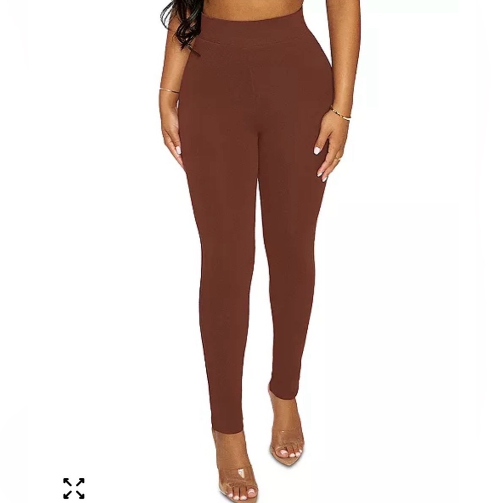 Naked Wardrobe Brown Leggings Ruched Back‎ High Waisted Sculpt Size M (1149)